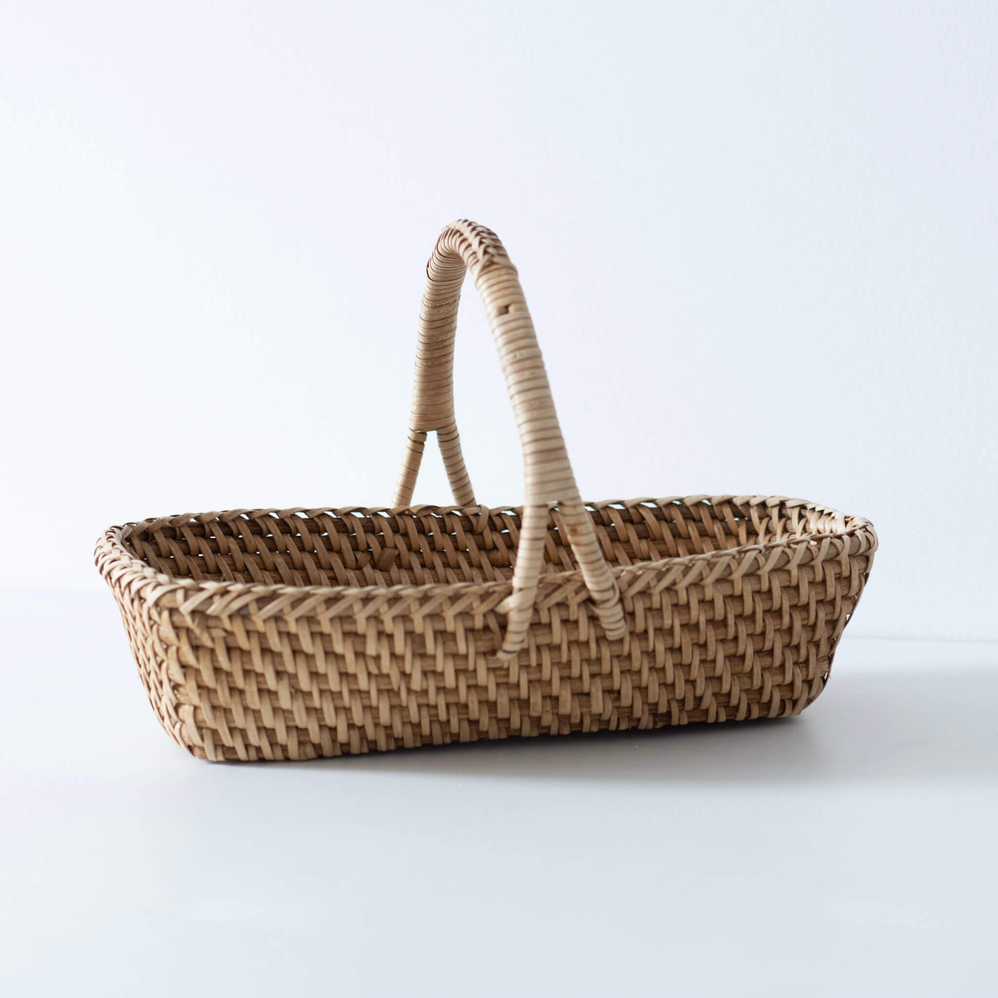 Panier En Osier Tressé à La Main Avec Anse - 37x40x20 Cm - Idéal Courses, Pique-nique, Déco