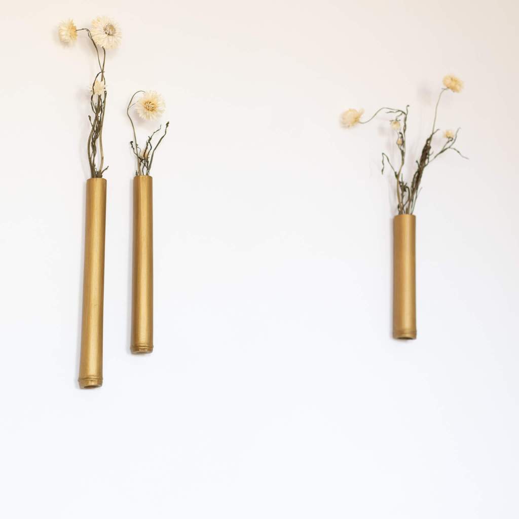 Trio de soliflore en bambou doré créé par Trendy Little